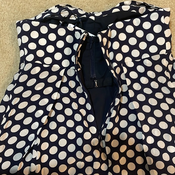 NWT J.crew women’s blue & white polka dot strapless maxi dress with bow detail. - Picture 9 of 14